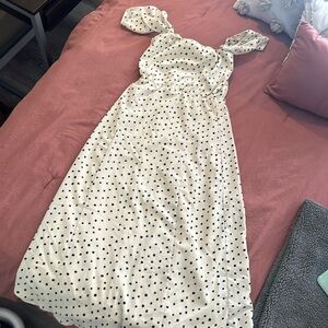 White Polka Dot Medi Dress